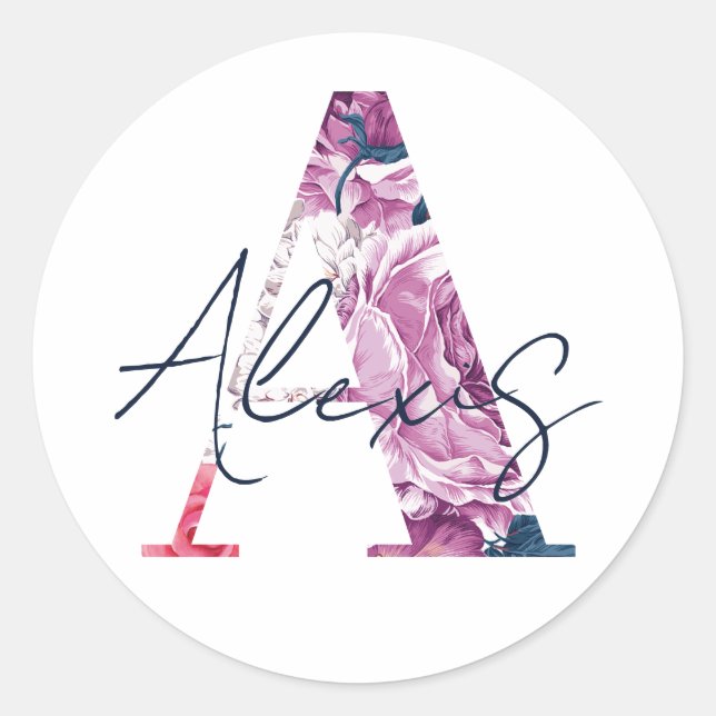 Alexis Name Custom Sticker Girls Label Floral A (Front)