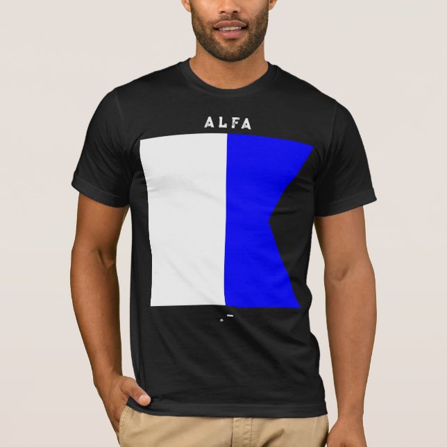 Alfa Signal Flag Morse Code Nautical Design T-Shirt (Front)