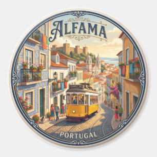 Alfama District Portugal Classic Round Sticker