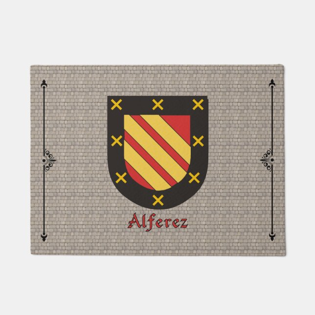 Alferez Historical Shield on Cobblestone Doormat (Front)