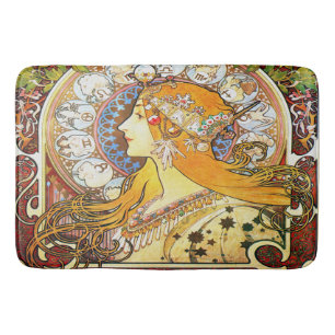 Alfons Mucha 1896 Zodiac Bath Mat