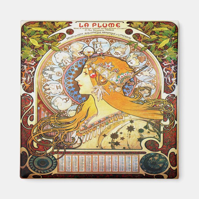 Alfons Mucha 1896 Zodiac Magnet (Front)