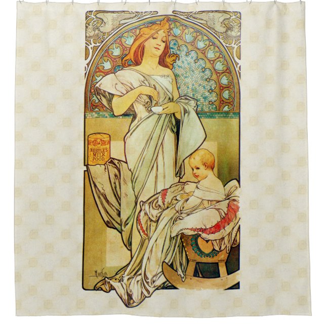 Alfons Mucha 1898 Food for Infants Shower Curtain (Front)