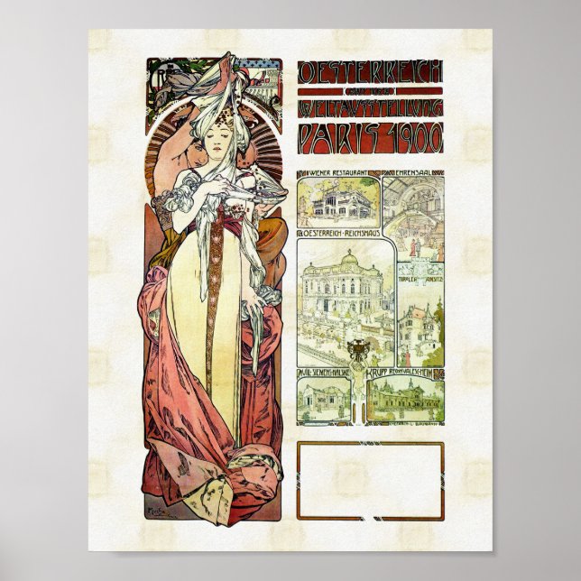 Alfons Mucha 1900 Austrian Pavilion Poster (Front)