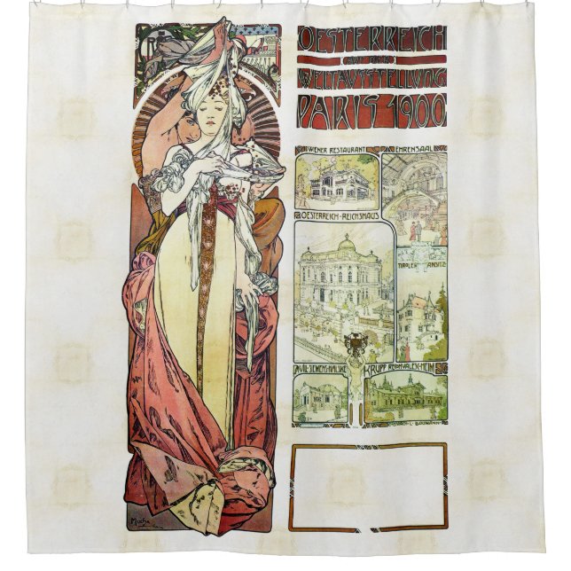 Alfons Mucha 1900 Austrian Pavilion Shower Curtain (Front)