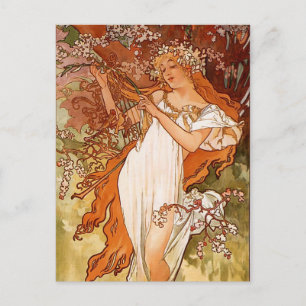 Alfons Mucha Art Nouveau Spring Painting Postcard