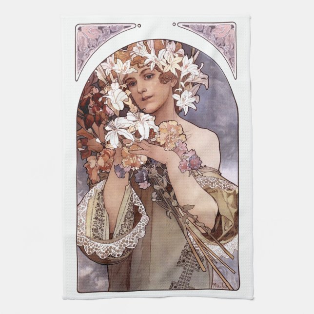 Alfons Mucha: Dance Tea Towel (Vertical)