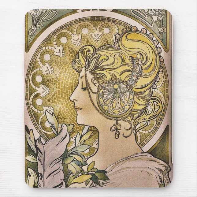 Alfons Mucha, La Plume  Mouse Pad (Front)