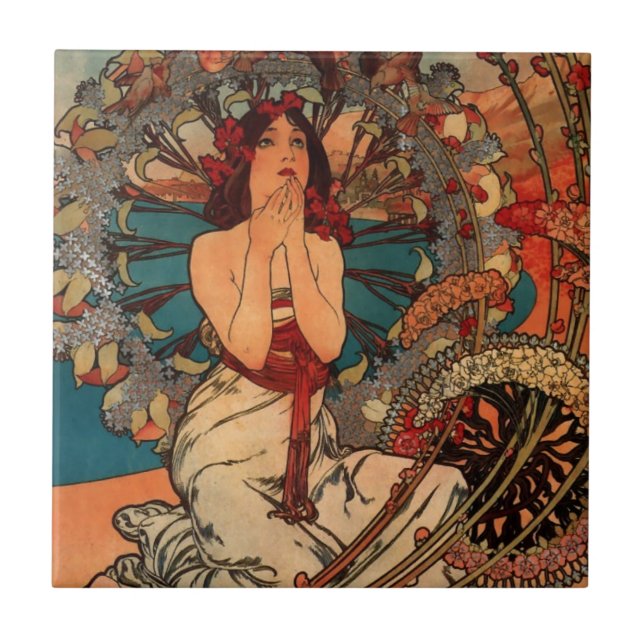 Alfons Mucha Monaco Monte Carlo Ceramic Tile (Front)