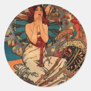 Alfons Mucha Monaco Monte Carlo Classic Round Sticker