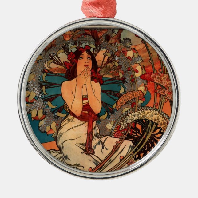 Alfons Mucha Monaco Monte Carlo Metal Tree Decoration (Front)