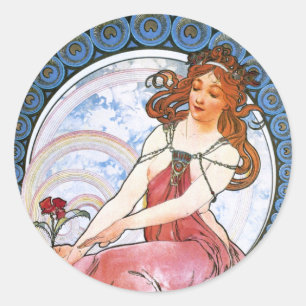 Alfons Mucha: Muse of Painting Classic Round Sticker