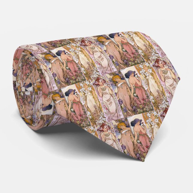 Alfons Mucha ,“ The Four Flowers ” Tie (Rolled)