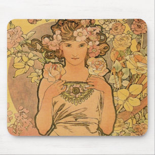 Alfons Mucha ~ The rose Mouse Pad