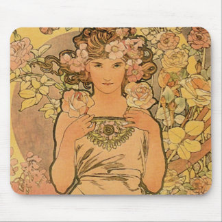 Alfons Mucha ~ The rose Mouse Pad