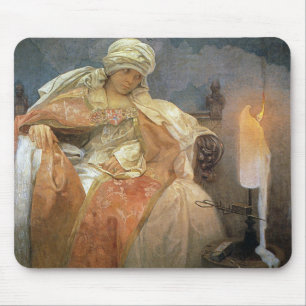Alfons Mucha ~ Women with Burning Candle Mouse Pad