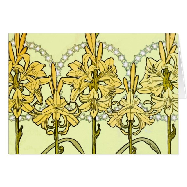 Alfonse Mucha Art Nouveau Lily Floral Pattern (Front Horizontal)