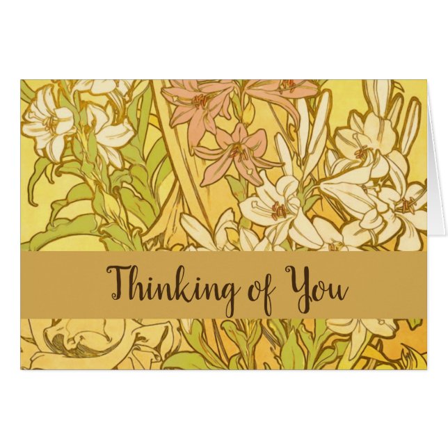 Alfonse Mucha Art Nouveau lily flowers (Front Horizontal)