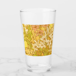 Alfonse Mucha Art Nouveau lily flowers Glass