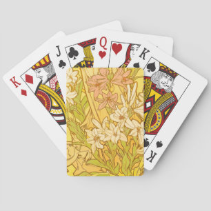 Alfonse Mucha Art Nouveau lily flowers Playing Cards