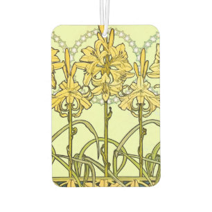 Alfonse Mucha Art Nouveau lily pattern classic Car Air Freshener