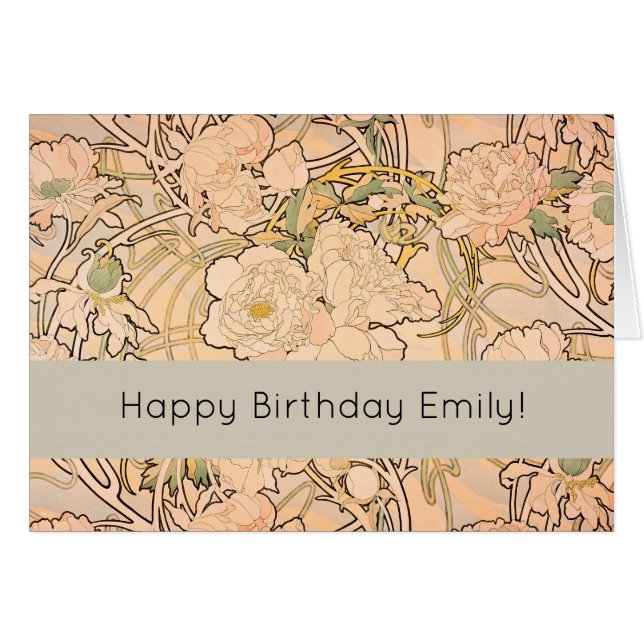 Alfonse Mucha Art Nouveau Peonies (Front Horizontal)