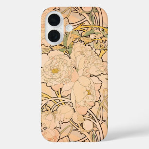 Alfonse Mucha Art Nouveau Peonies iPhone 16 Case