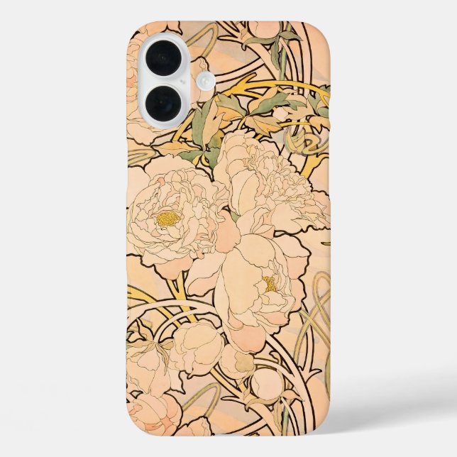 Alfonse Mucha Art Nouveau Peonies Case-Mate iPhone Case (Back)