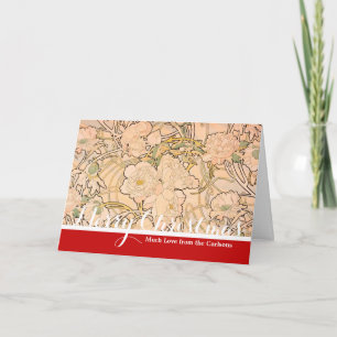 Alfonse Mucha Art Nouveau Peonies Holiday Card