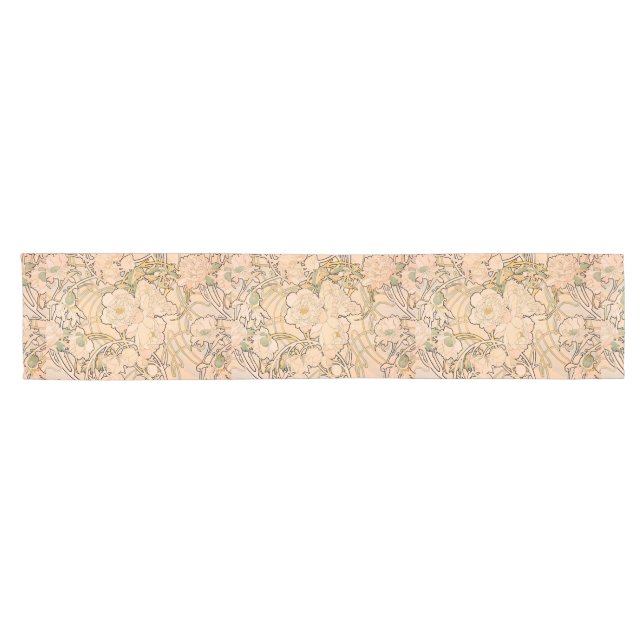 Alfonse Mucha Art Nouveau Peonies Short Table Runner (Horizontal)