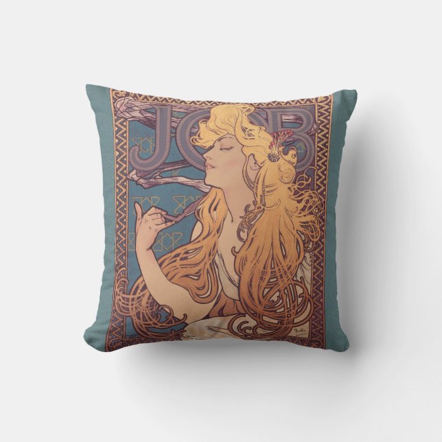 Alfonse Mucha Job Art Nouveau woman Cushion (Front)