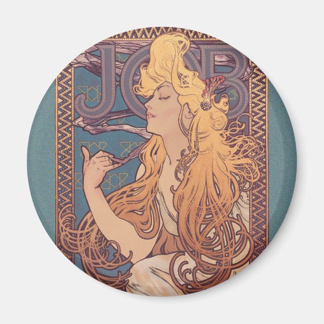 Alfonse Mucha Job Art Nouveau woman Magnet (Front)