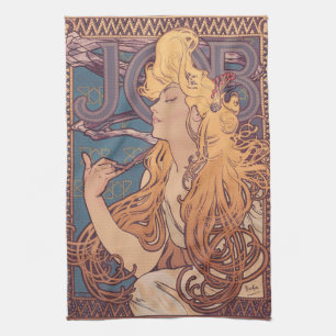 Alfonse Mucha Job Art Nouveau woman Tea Towel