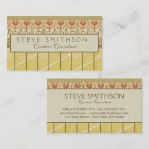 Alfonse Mucha Poppies Art Nouveau Floral Wallpaper Business Card