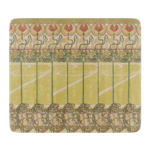 Alfonse Mucha Poppies Art Nouveau Floral Wallpaper Cutting Board