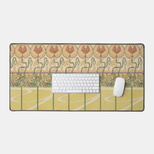 Alfonse Mucha Poppies Art Nouveau Floral Wallpaper Desk Mat