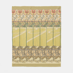 Alfonse Mucha Poppies Art Nouveau Floral Wallpaper Fleece Blanket