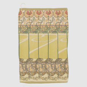 Alfonse Mucha Poppies Art Nouveau Floral Wallpaper Golf Towel