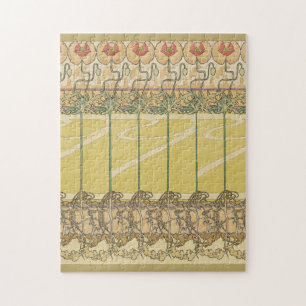 Alfonse Mucha Poppies Art Nouveau Floral Wallpaper Jigsaw Puzzle