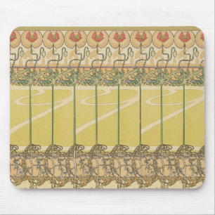 Alfonse Mucha Poppies Art Nouveau Floral Wallpaper Mouse Pad