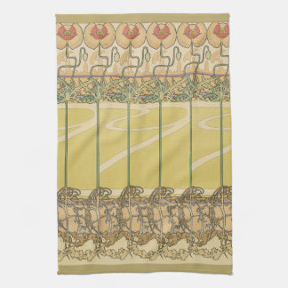 Alfonse Mucha Poppies Art Nouveau Floral Wallpaper Tea Towel