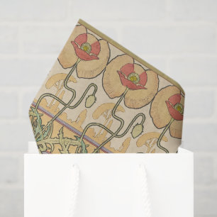Alfonse Mucha Poppies Art Nouveau Floral Wallpaper Tissue Paper
