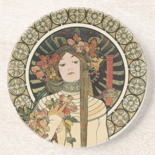 Alfonse Mucha Trappistine Nouveau Coaster