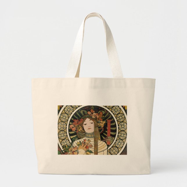 Alfonse Mucha Trappistine Nouveau Large Tote Bag (Front)