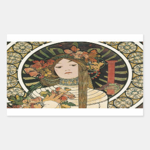 Alfonse Mucha Trappistine Nouveau Rectangular Sticker