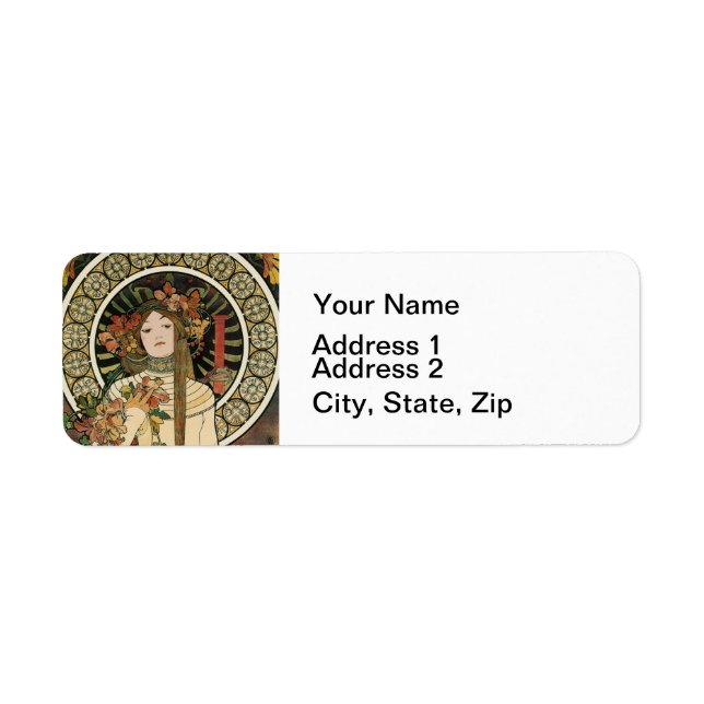 Alfonse Mucha Trappistine Nouveau Return Address Label (Front)