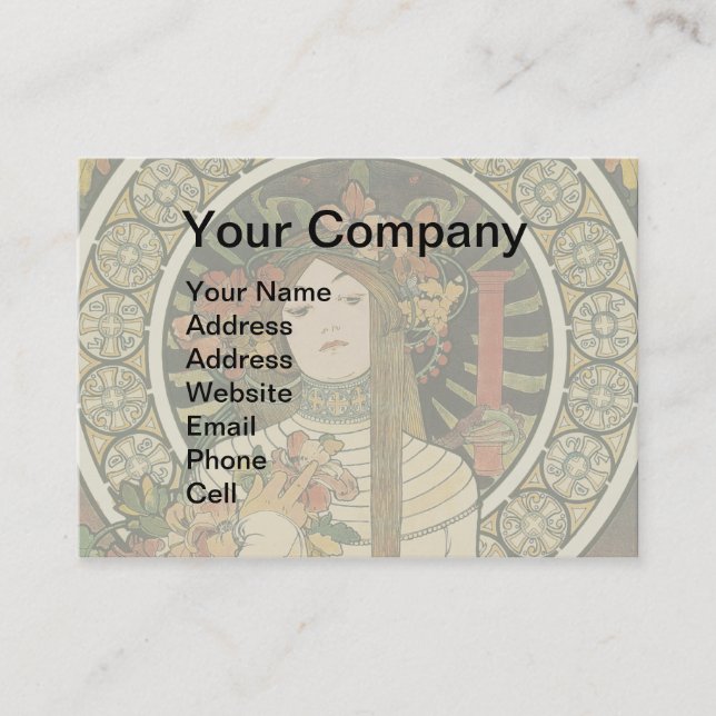 Alfonse Mucha Trappistine Nouveau Vintage Poster Business Card (Front)