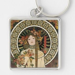 Alfonse Mucha Trappistine Nouveau Vintage Poster Key Ring