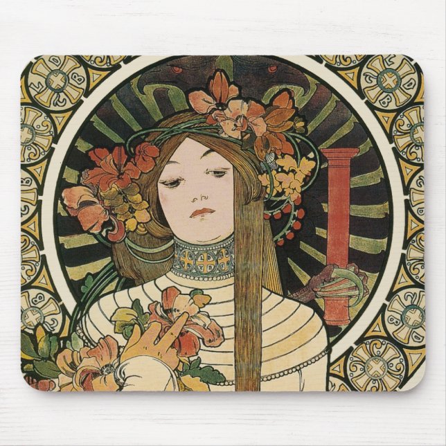 Alfonse Mucha Trappistine Nouveau Vintage Poster Mouse Pad (Front)