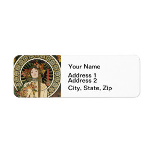 Alfonse Mucha Trappistine Nouveau Vintage Poster Return Address Label